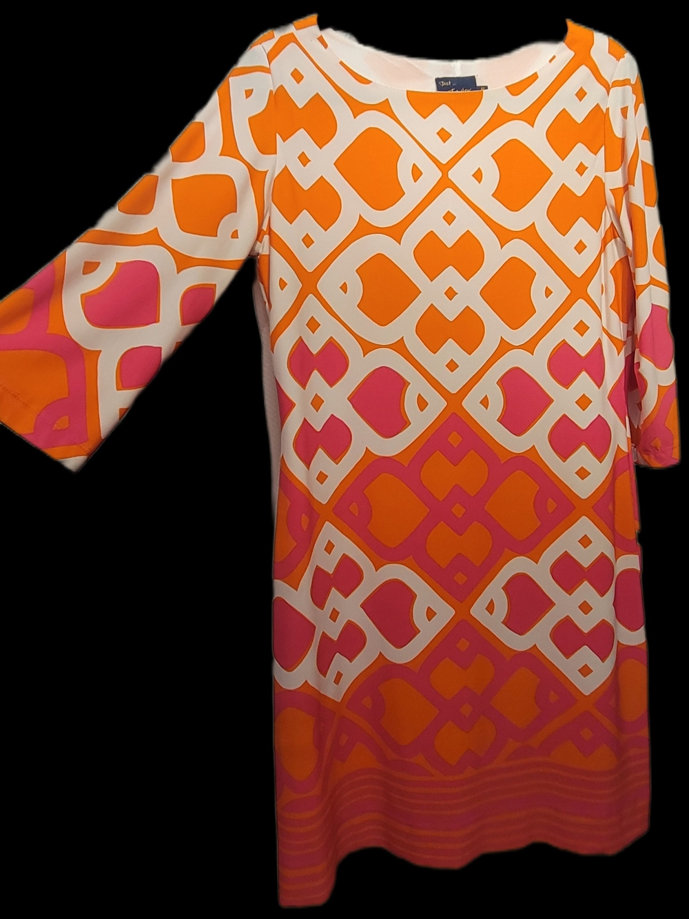 Just... Taylor - Bright Orange & Pink Bold Chevron Shift Dress